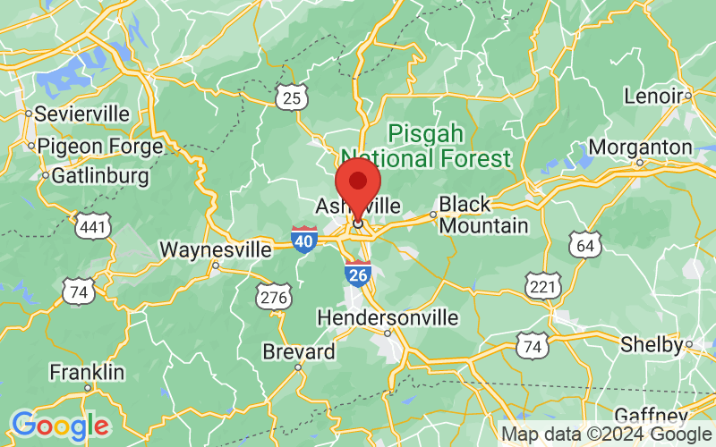 Map of Asheville, NC US