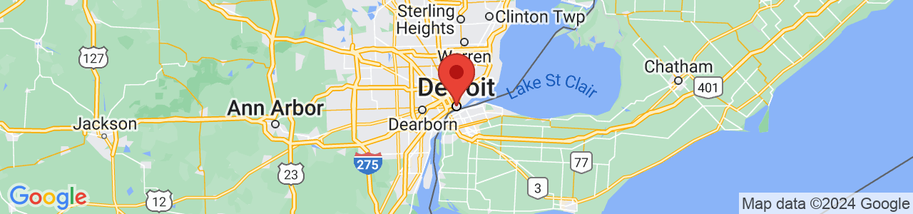 Map of Detroit, MI US