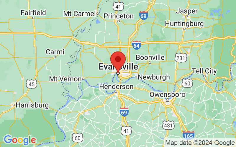 Map of Evansville, IN US