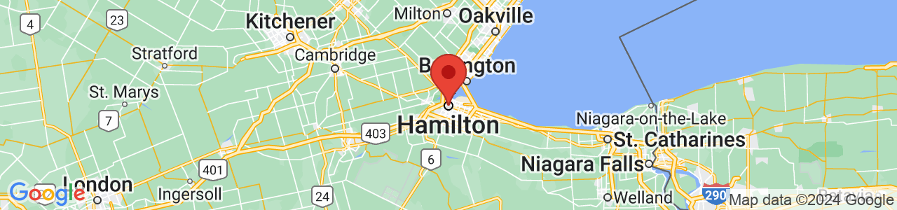 Map of Hamilton, ON CA