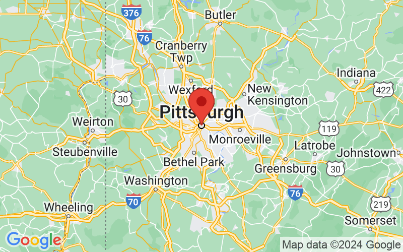 Map of Pittsburgh, PA US