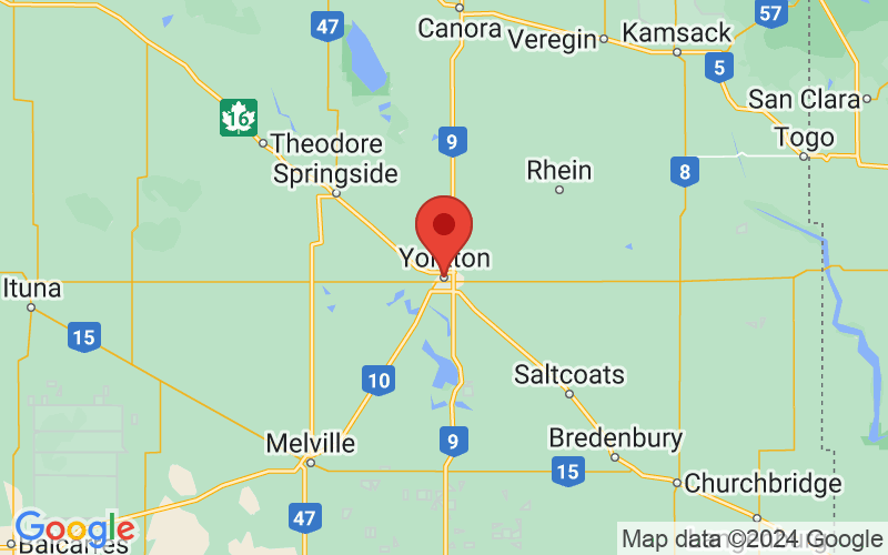 Map of Yorkton, SK US